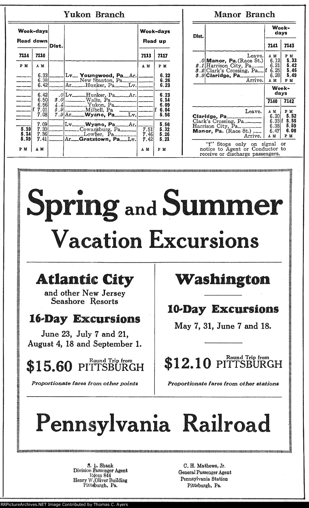 PRR Time Table: Pittsburgh Division, Side B, Frame #6 of 6, 1926